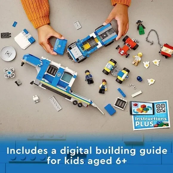 LEGO City Police Mobile Command Truck Toy with Prison Trailer, Drone, Tractor an - Picture 4 of 9